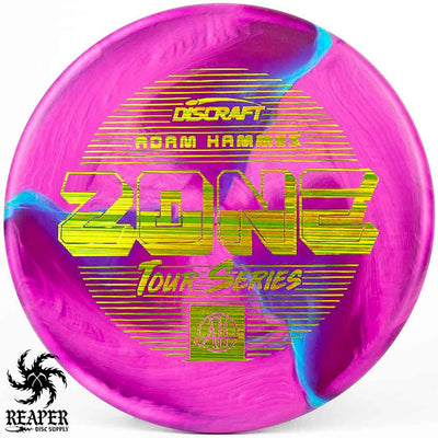 Discraft Swirly ESP Zone (Adam Hammes Tour Series) 173g-174g Purple-ish w/Green Lasers Stamp