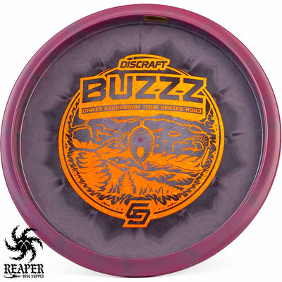Discraft ESP Buzz (Chris Dickerson Tour Series 2023) 175g-176g Grey/Purple w/Orange Confetti Bottom Stamp