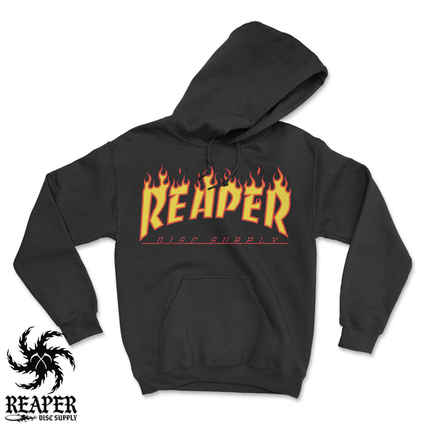 Flaming Reaper Hoodie | Reaper Disc Supply Black / 3XL